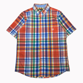 ＣＨＡＰＳ　／　Ｐｌａｉｄ　Ｂｕｔｔｏｎ　Ｄｏｗｎ　Ｓｈｉｒｔ　（ＯＲＡＮＧＥ）