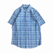 CHAPS / Plaid Button Down Linen Shirt (BLUE)