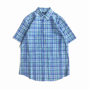 ＣＨＡＰＳ　／　Ｐｌａｉｄ　Ｂｕｔｔｏｎ　Ｄｏｗｎ　Ｌｉｎｅｎ　Ｓｈｉｒｔ　（ＢＬＵＥ）