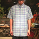 ＣＨＡＰＳ　／　Ｐｌａｉｄ　Ｂｕｔｔｏｎ　Ｄｏｗｎ　Ｌｉｎｅｎ　Ｓｈｉｒｔ　（ＢＬＵＥ）