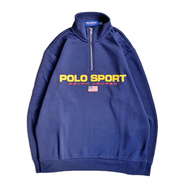 POLO SPORT / LOGO HALF ZIP SWEAT (NAVY)