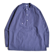 modAS / No collar Fisherman LS Shirt (Wide stripe)