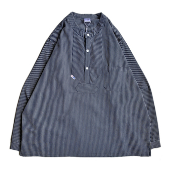 ｍｏｄＡＳ　／　Ｎｏ　ｃｏｌｌａｒ　Ｆｉｓｈｅｒｍａｎ　Ｐｏｃｋｅｔ　ＬＳ　Ｓｈｉｒｔ　（Ｎａｒｒｏｗ　ｓｔｒｉｐｅ）