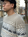 Ｏｌｄ　Ｎａｖｙ　／　Ｐａｔｔｅｒｎ　Ｃｒｅｗｎｅｃｋ　Ｓｗｅａｔｅｒ　（Ｂｅｉｇｅ）